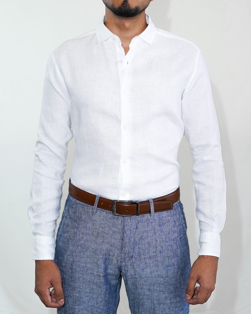 Vista adicional de Camisa Bruno Cassini Lino French Shirt Blanco - ADAMS
