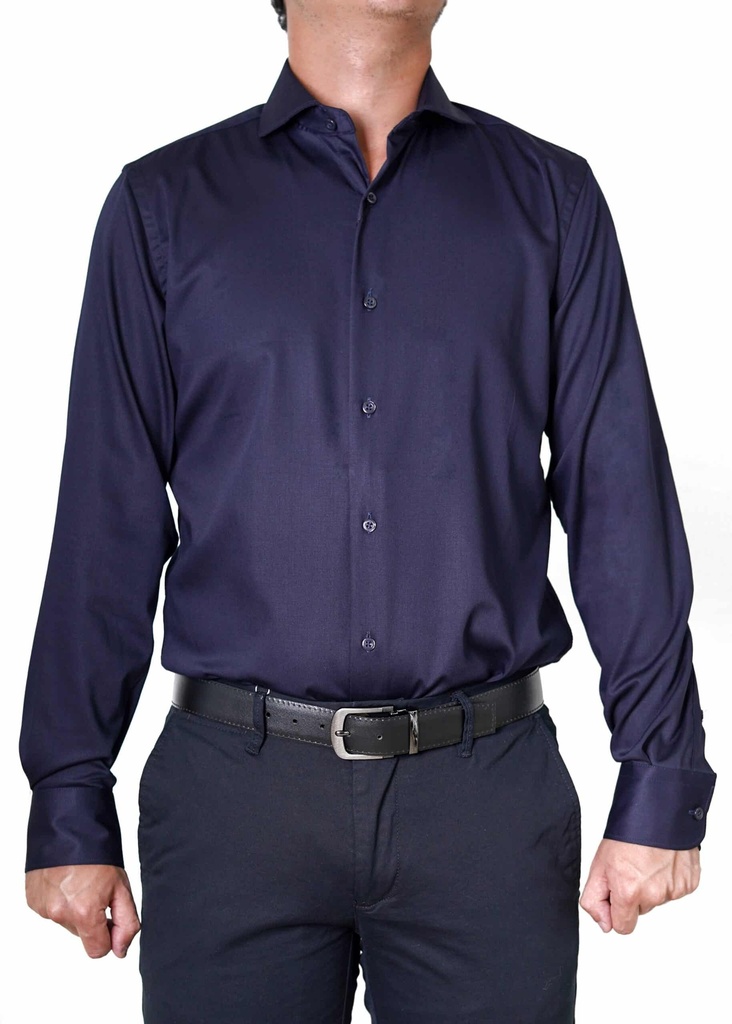 Vista adicional de Camisa Bruno Cassini Puño Sencillo Azul Oscuro Modelo 17604 - ADAMS