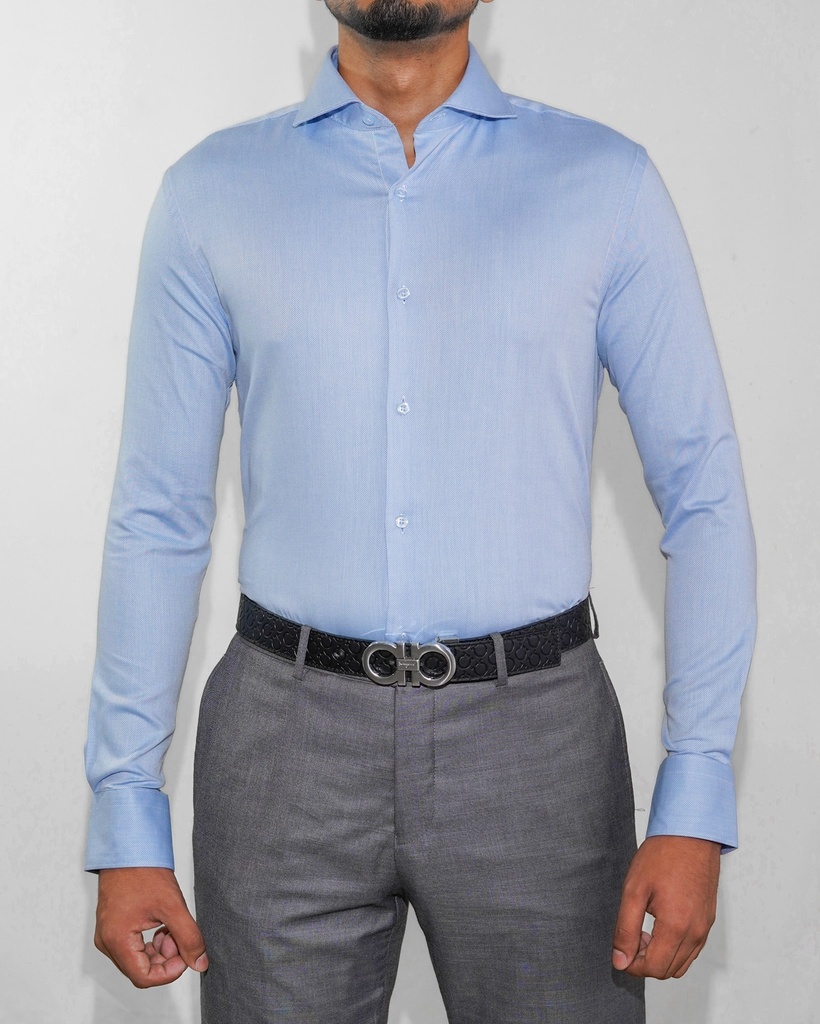 Vista adicional de Camisa Bruno Cassini Puño Sencillo Azul Rombo - ADAMS