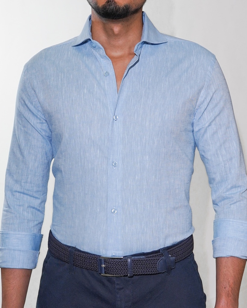 Vista adicional de Camisa Bruno Cassini Puño Sencillo Celeste Modelo Ss23101-02 - ADAMS