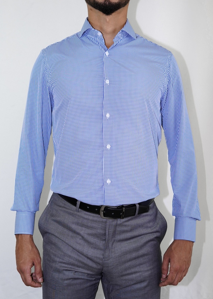 Vista adicional de Camisa Bruno Cassini Puño Sencillo Cuadro Azul Modelo C1100-2 - ADAMS