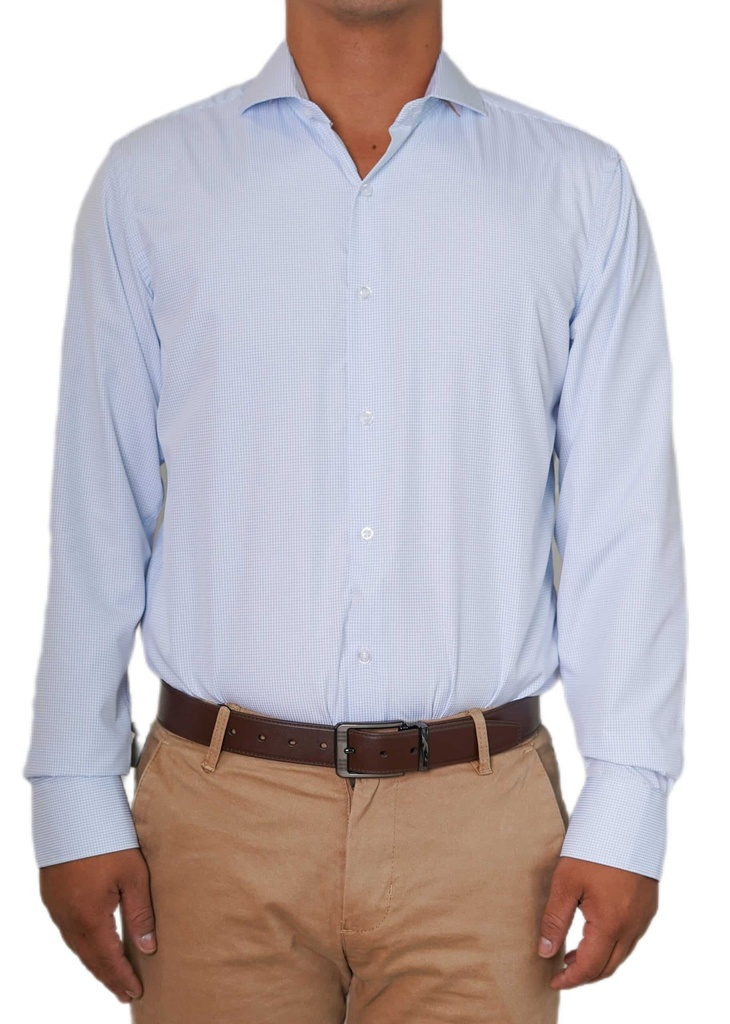 Vista adicional de Camisa Bruno Cassini Puño Sencillo Cuadro Sky Modelo C1100-9 - ADAMS
