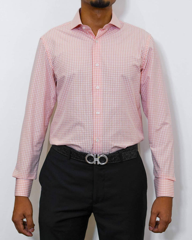 Vista adicional de Camisa Bruno Cassini Puño Sencillo Cuadros Orange - ADAMS