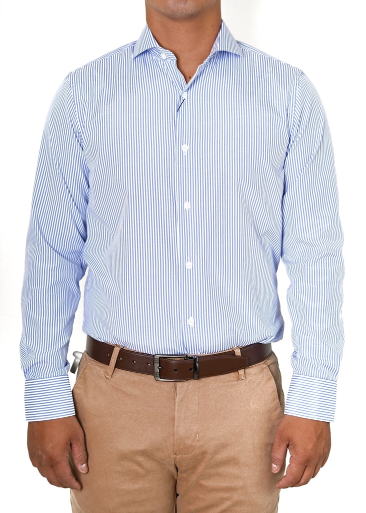 Vista adicional de Camisa Bruno Cassini Puño Sencillo Linen Sky - ADAMS
