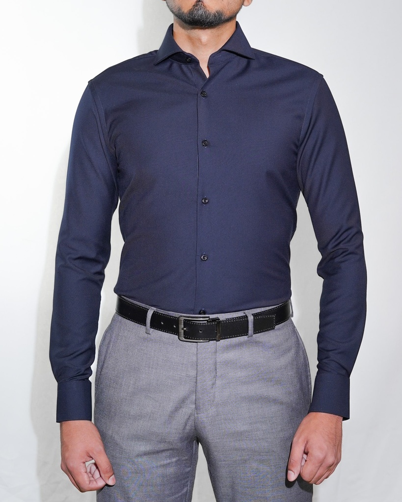 Vista adicional de Camisa Bruno Cassini Puño Sencillo Marino - ADAMS