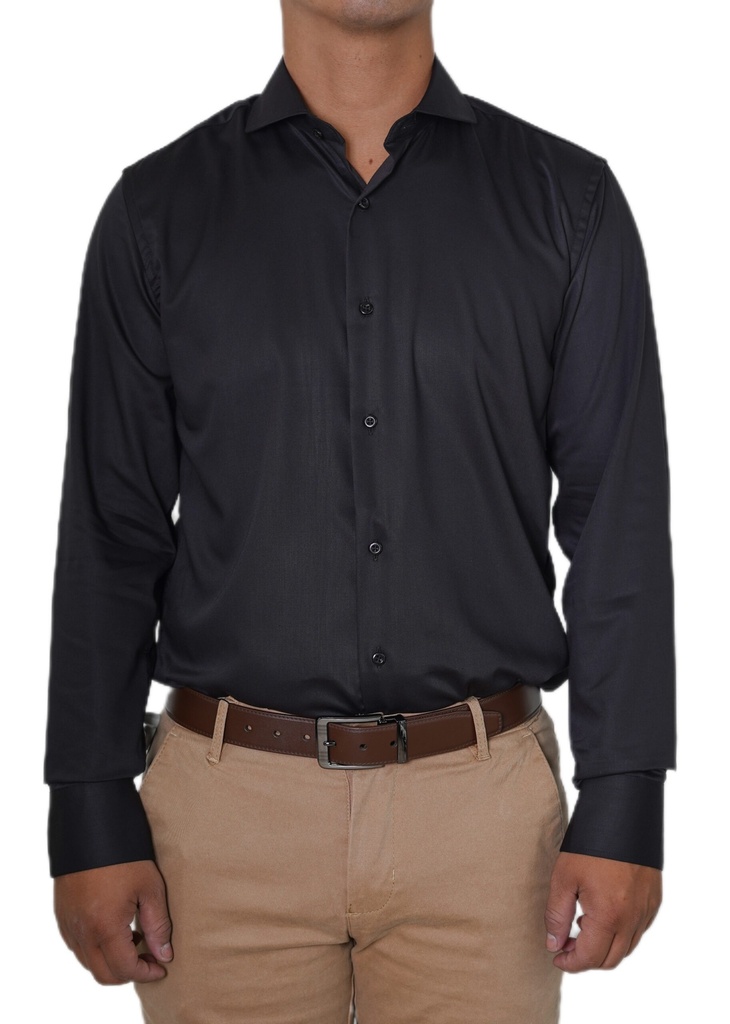 Vista adicional de Camisa Bruno Cassini Puño Sencillo Negro Modelo 17605 - ADAMS