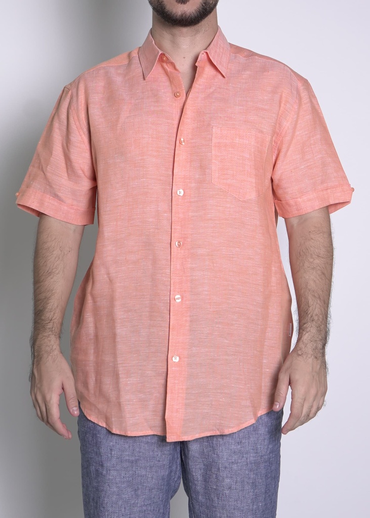 Vista adicional de Camisa Cubavera Manga Corta Coral Rose - ADAMS