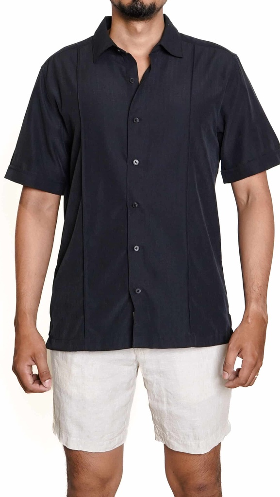 Vista adicional de [CUWME029-003/M] Camisa Cubavera Manga Corta Jet Negro Modelo Cuw - ADAMS