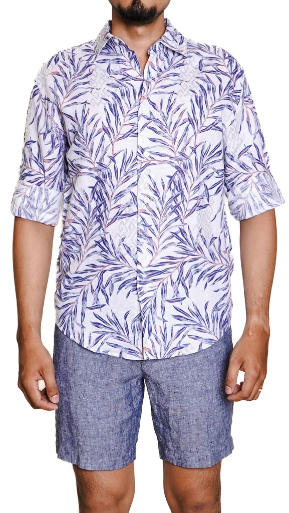 Vista adicional de Camisa Cubavera Manga Larga Lino Brilliant Blanco - ADAMS