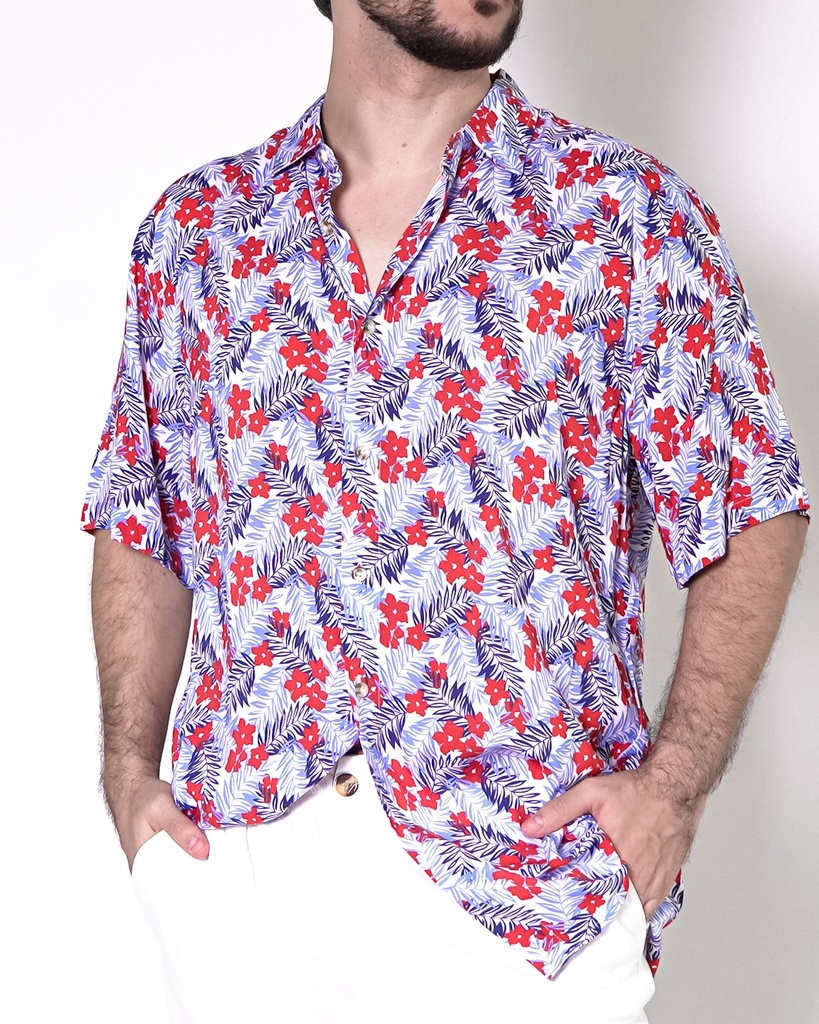 Vista adicional de Camisa TED Lapidus Manga Corta Hombre Rojo - ADAMS
