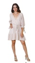 Vista adicional de Vestido Dress Woven Half Sleeve Loose-fit Mini Dress With Cotton Latte - ADAMS