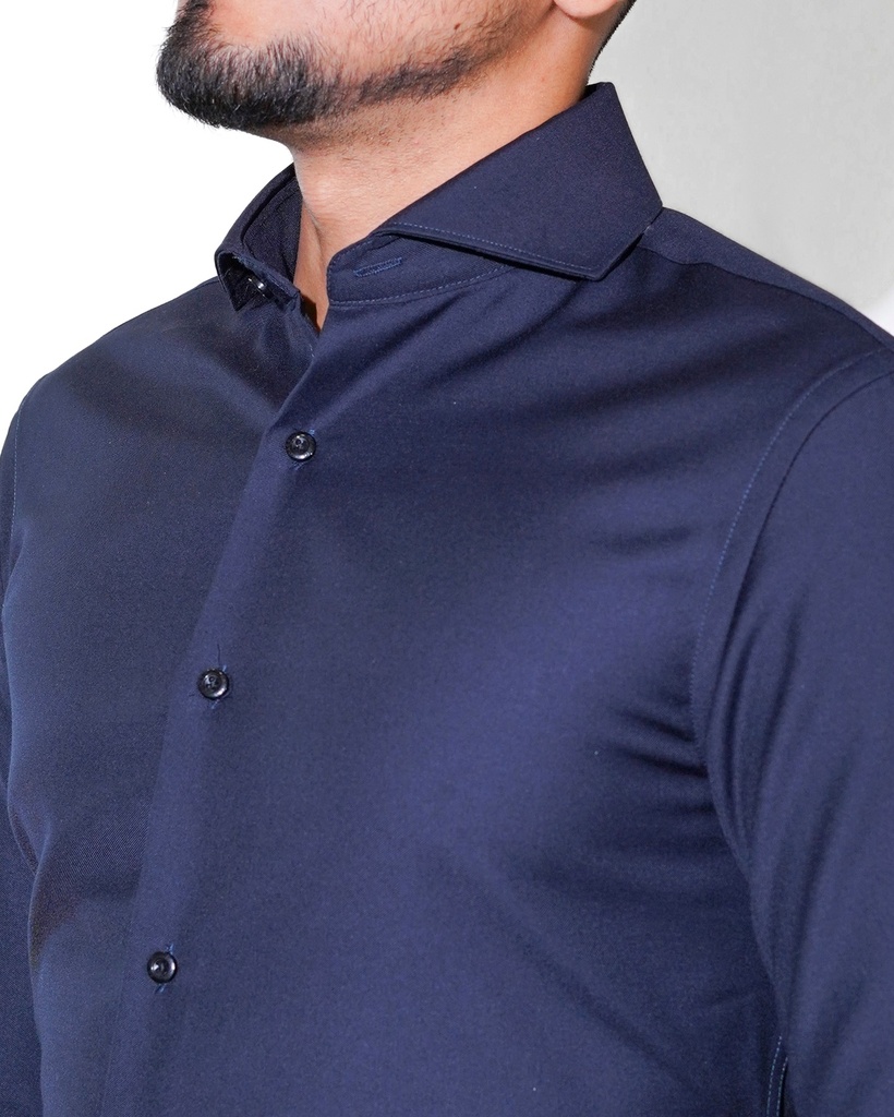 Vista adicional 3 de Camisa Bruno Cassini Puño Sencillo Marino - ADAMS