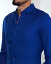 Vista adicional 2 de Camisa Bruno Cassini Lino French Shirt Azul - ADAMS