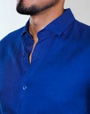 Vista adicional 3 de Camisa Bruno Cassini Lino French Shirt Azul - ADAMS