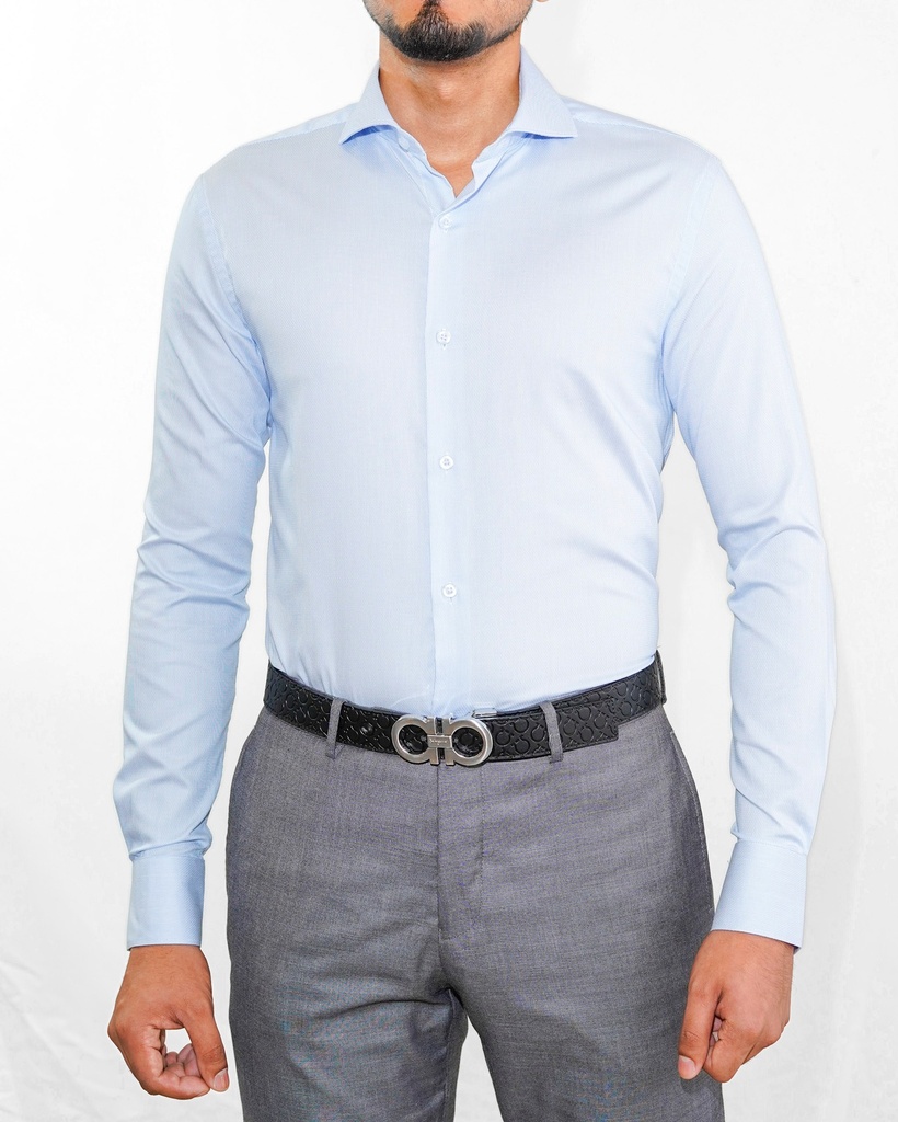 Vista adicional 3 de Camisa Bruno Cassini Puño Sencillo Celeste Modelo 4s22025-2 - ADAMS