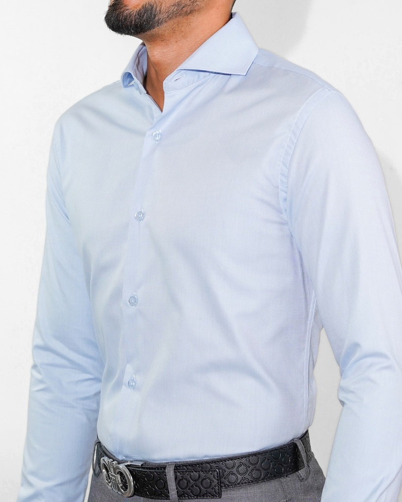 Vista adicional 2 de Camisa Bruno Cassini Puño Sencillo Azul Claro Modelo Cm0005lbu - ADAMS
