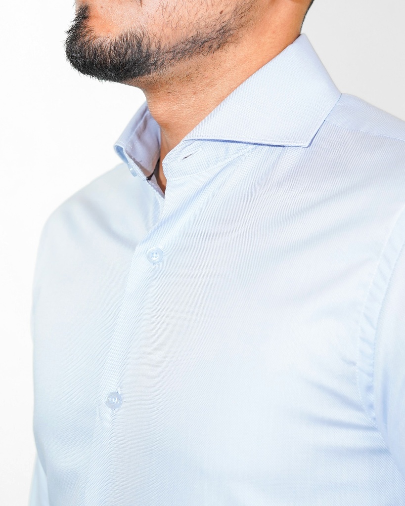 Vista adicional 3 de Camisa Bruno Cassini Puño Sencillo Azul Claro Modelo Cm0005lbu - ADAMS