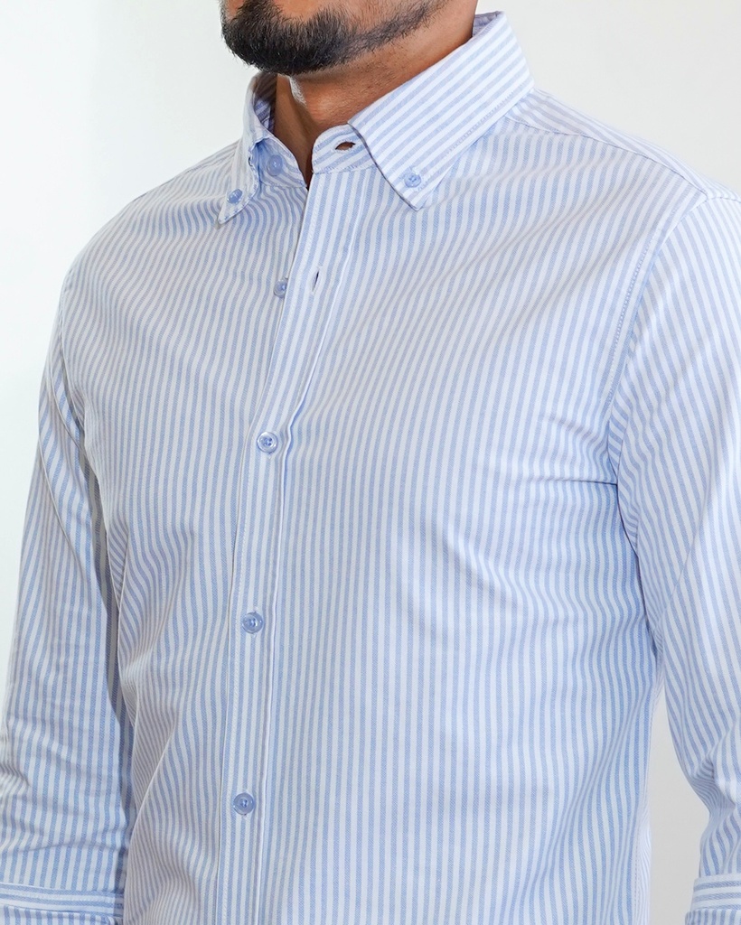 Vista adicional 2 de Camisa Bruno Cassini Normal Shirt Celeste Modelo Cm0044lbu - ADAMS