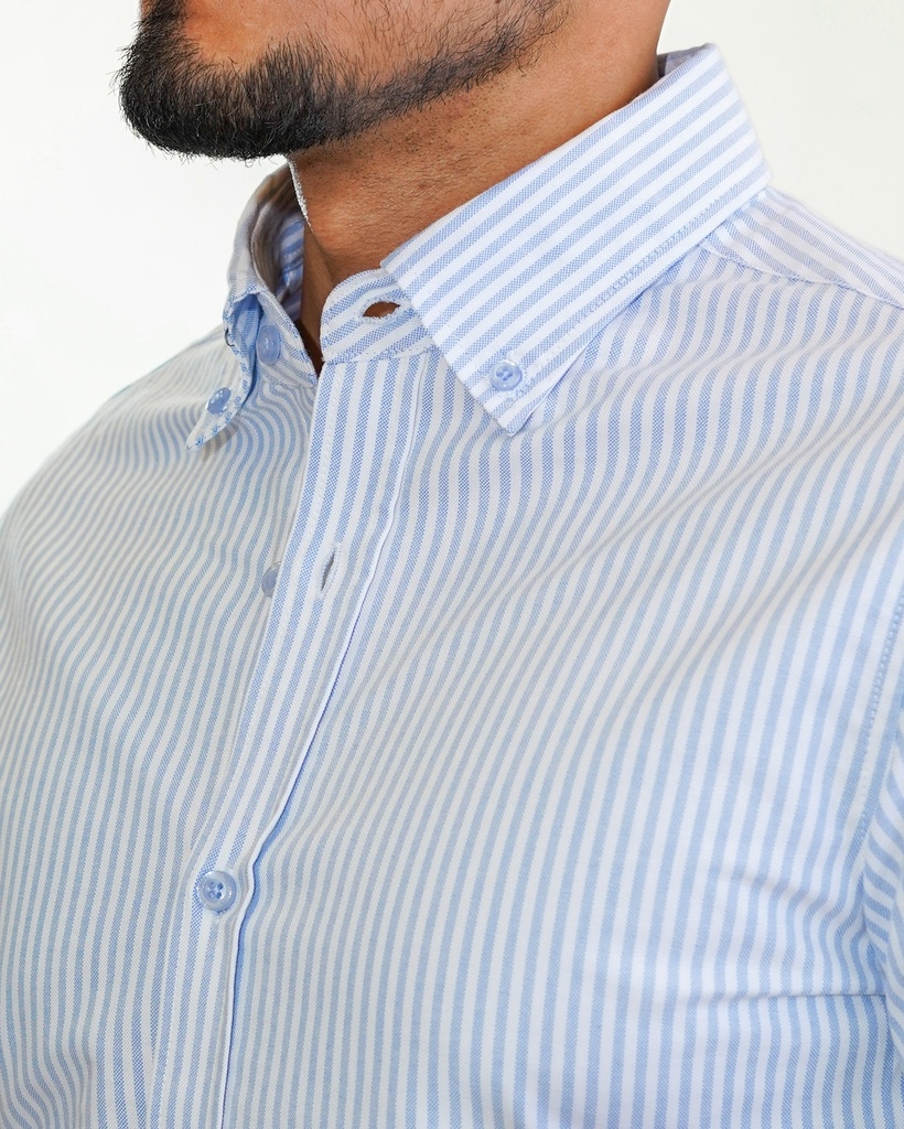 Vista adicional 3 de Camisa Bruno Cassini Normal Shirt Celeste Modelo Cm0044lbu - ADAMS