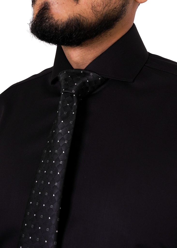 Vista adicional 2 de Camisa Bruno Cassini Puño Sencillo Negro Modelo 17605 - ADAMS