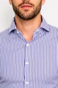 Vista adicional 2 de Camisa Bruno Cassini Puño Sencillo Linen Azul Modelo 605-3 - ADAMS