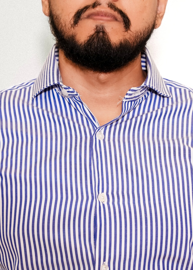 Vista adicional 4 de Camisa Bruno Cassini Puño Sencillo Linen Azul Modelo 605-3 - ADAMS