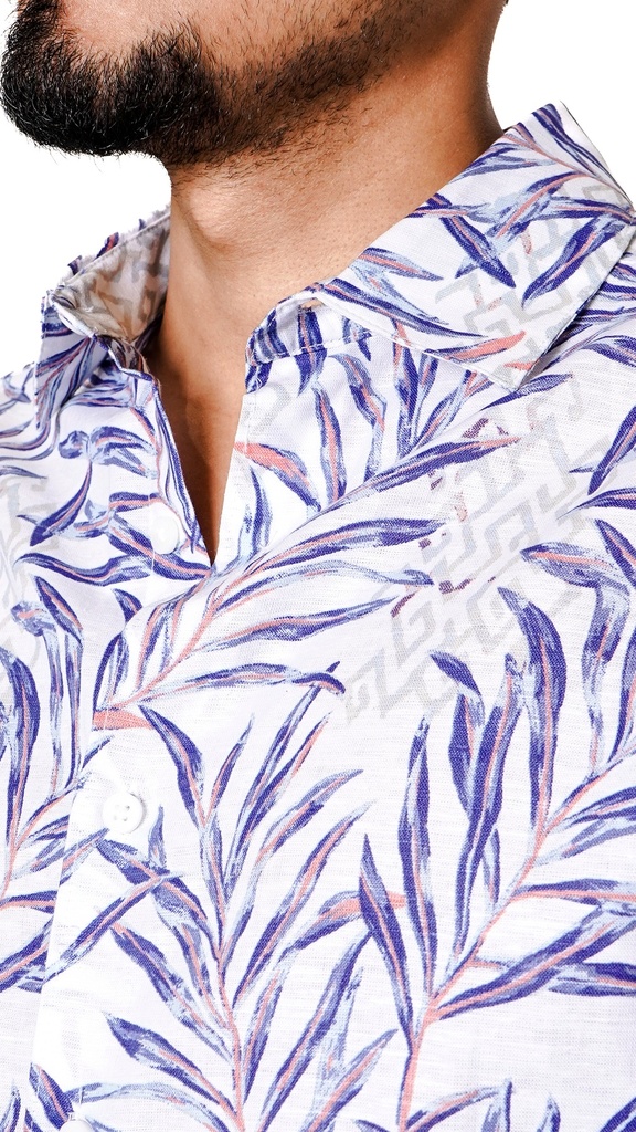 Vista adicional 2 de Camisa Cubavera Manga Larga Lino Brilliant Blanco - ADAMS