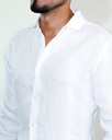 Vista adicional 2 de Camisa Bruno Cassini Lino French Shirt Blanco - ADAMS