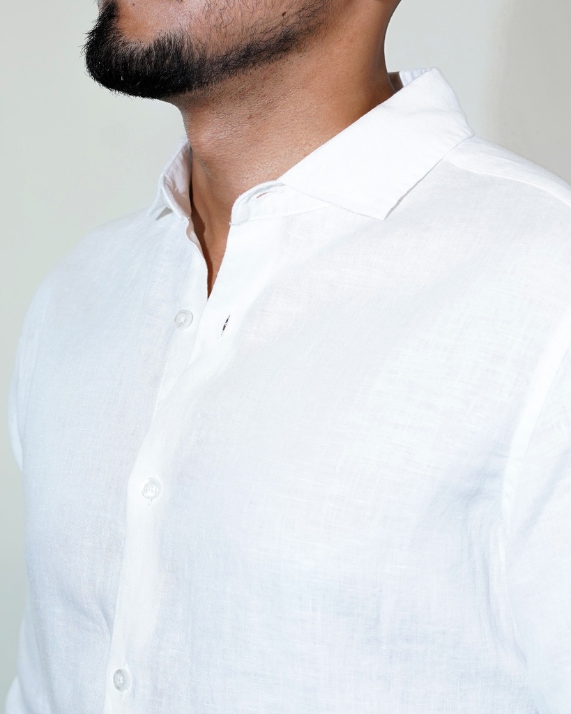 Vista adicional 3 de Camisa Bruno Cassini Lino French Shirt Blanco - ADAMS