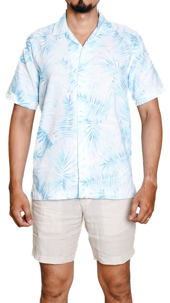 Vista adicional 3 de Camisa Cubavera Manga Corta Lino Aqua Esque - ADAMS
