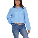 Blusa Cropped Poplin Shirt Azul