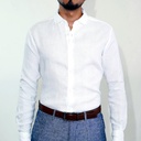 Camisa Bruno Cassini Lino French Shirt Blanco