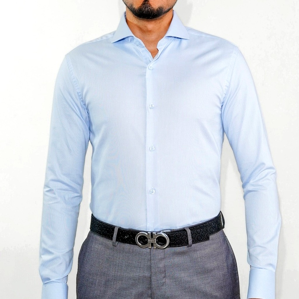[CM0005LBU-15.5-S1] Camisa Bruno Cassini Puño Sencillo Azul Claro Modelo Cm0005lbu (15.5, S1 - 32/33)