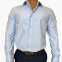 Camisa Bruno Cassini Puño Sencillo Azul Modelo 8504