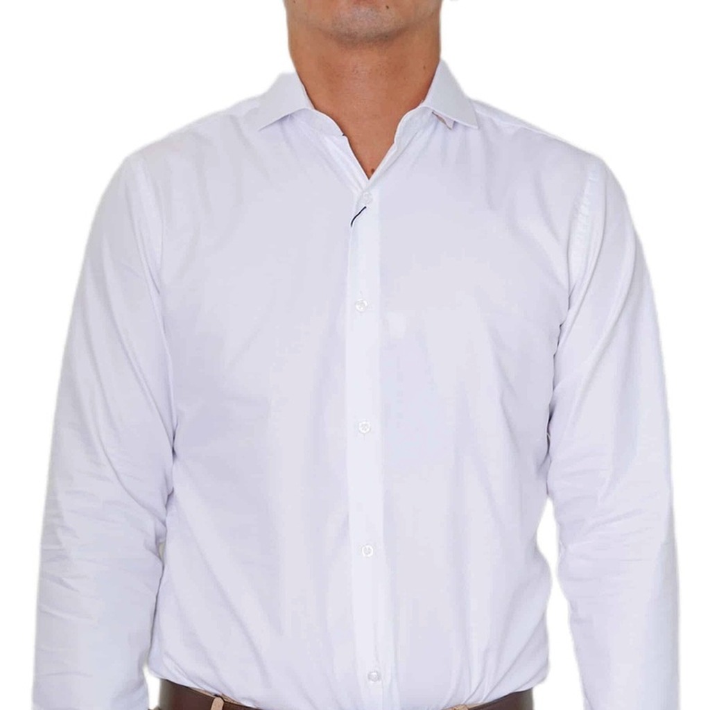 [11701-15.5-S1] Camisa Bruno Cassini Puño Sencillo Blanco Modelo 11701 (15.5, S1 - 32/33)