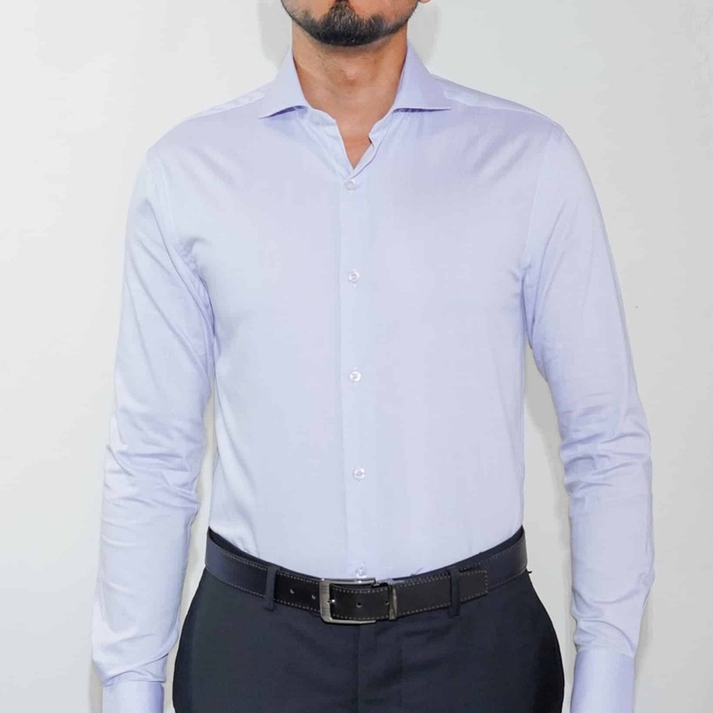 [1-18-14.5-S1] Camisa Bruno Cassini Puño Sencillo Morado Modelo 1-18 (14.5, S1 - 32/33)