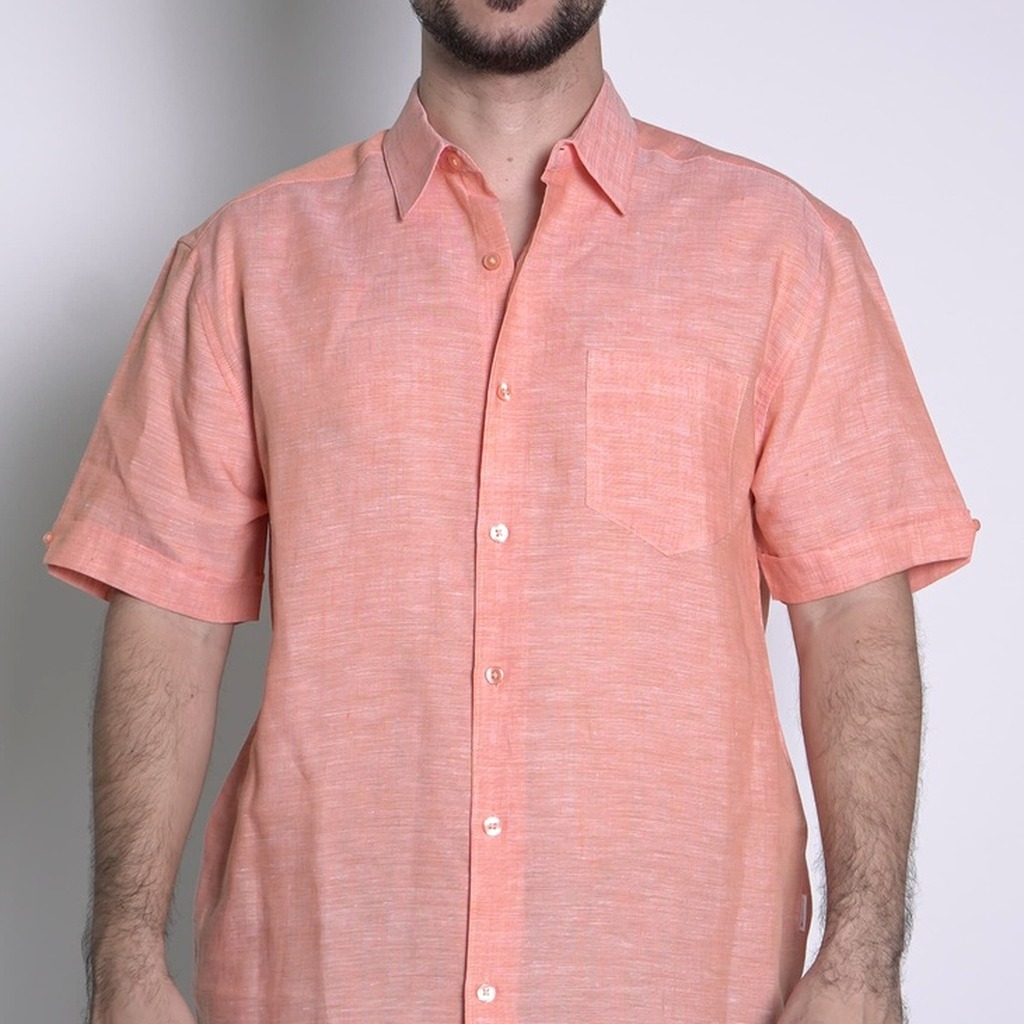 [CUWSB025-824/S] Camisa Cubavera Manga Corta Coral Rose (S)