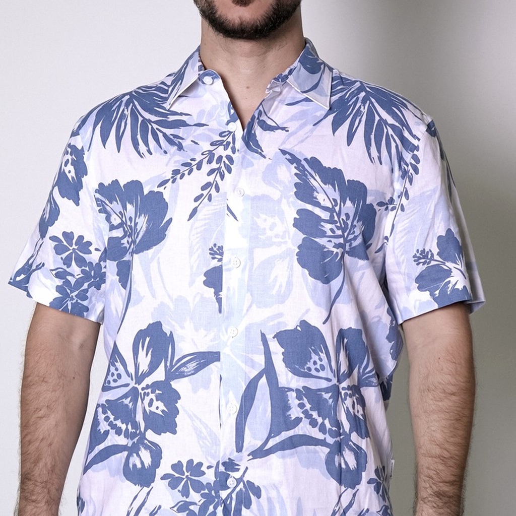 [CUWSD064-112/S] Camisa Cubavera Manga Corta Lino Brilliant Blanco Modelo Cuwsd064 (S)