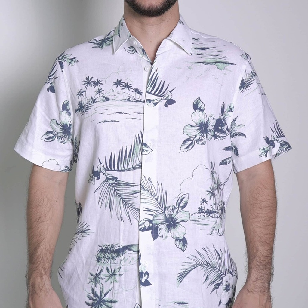 [CUWSD066-112/S] Camisa Cubavera Manga Corta Lino Brilliant Blanco Modelo Cuwsd066 (S)