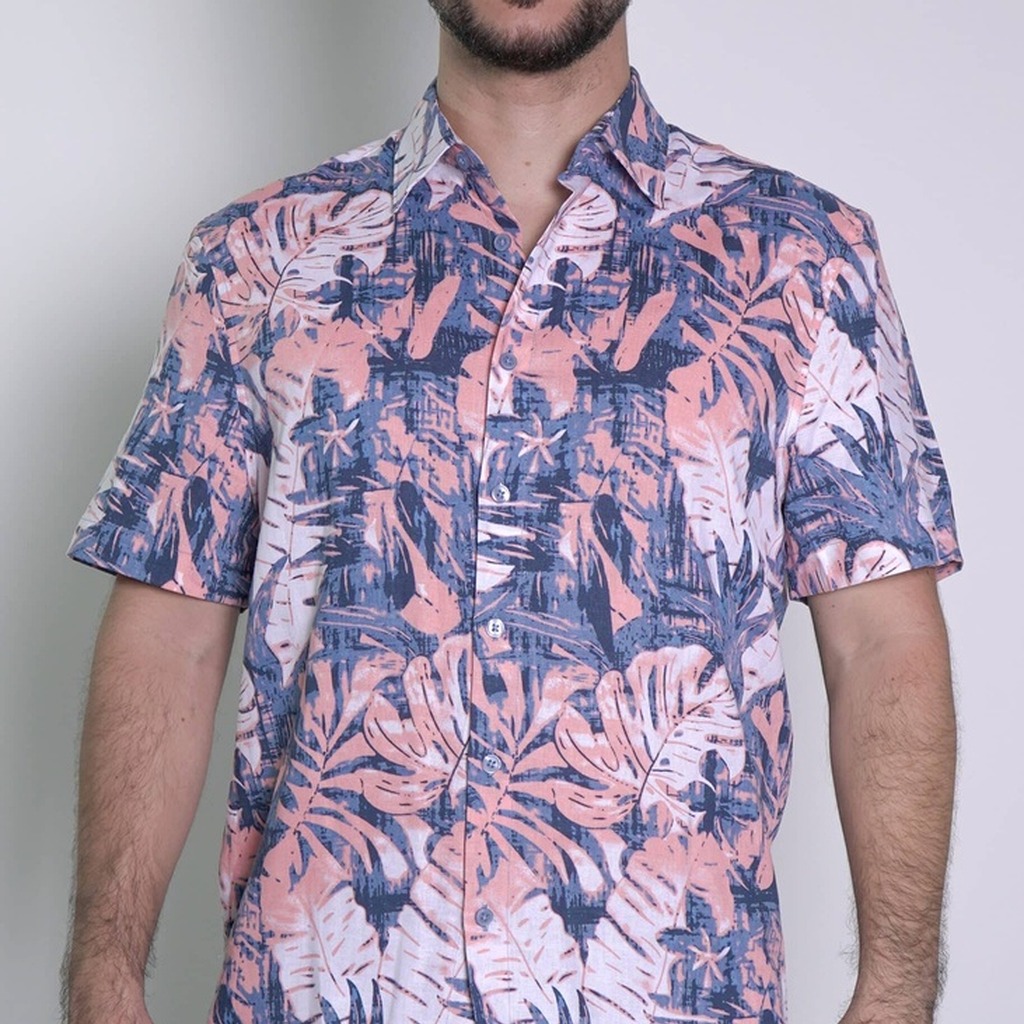[CUWSD077-477/S] Camisa Cubavera Manga Corta Parisian Azul (S)