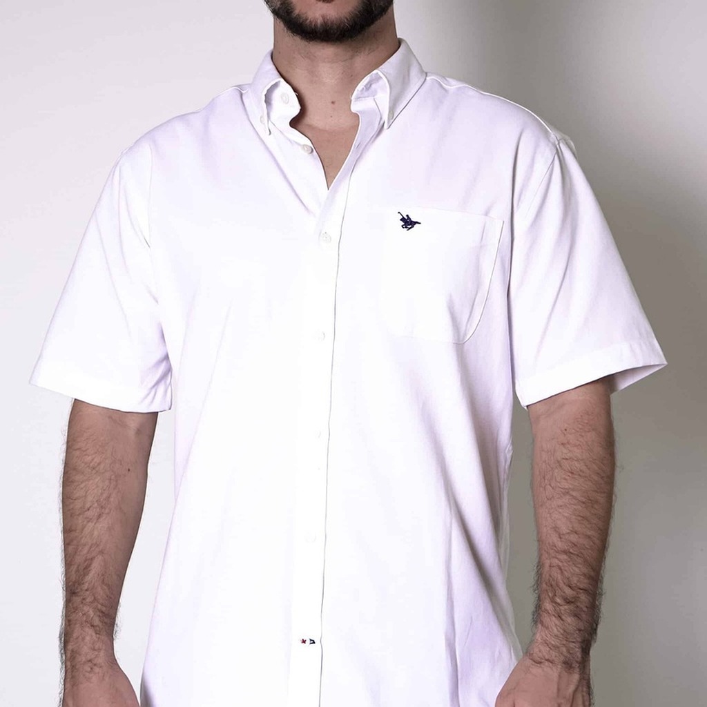 [LBPC-B03-102R-WH/S] Camisa Long Beach Manga Corta Blanco Modelo Lbpc-b03-102r (S)