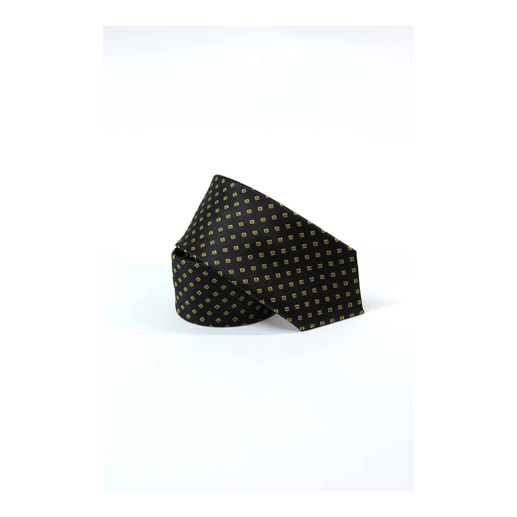 [MF11936/23-7] Corbata Bruno Cassini Negro Square Yellow (7 cm)