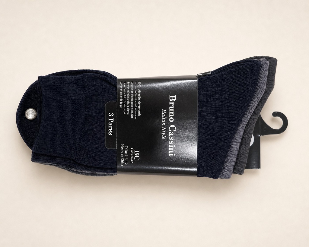 [SOCKS/NVY-LGRY-SGRY] Media Bruno Cassini - Lgrey - D X